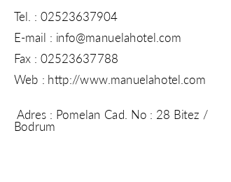 Manuela Hotel Bitez iletiim bilgileri